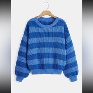 Plus Color Block Drop Shoulder Sweater